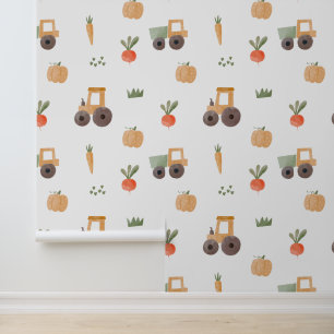 Farm Garden Watercolor Fun Pattern Wallpaper