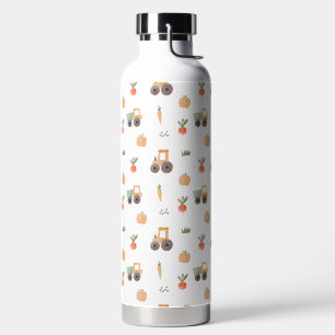 Farm Garden Watercolor Fun Pattern Water Bottle