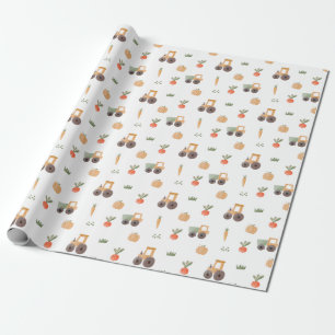 Farm Garden Watercolor Fun Pattern Wrapping Paper