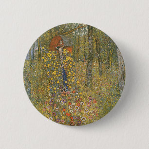 Farm Garden With Crucifix (by Gustav Klimt) 6 Cm Round Badge