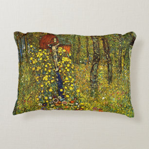 Farm Garden with Crucifix by Gustav Klimt Decorative Cushion