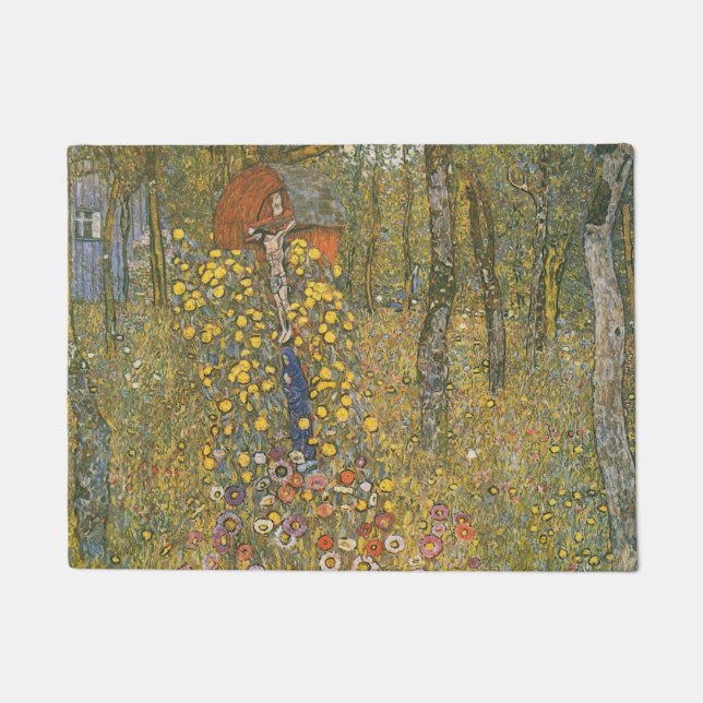 Farm Garden With Crucifix (by Gustav Klimt) Doormat (Front)