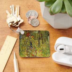 Farm Garden with Crucifix by Gustav Klimt Key Ring