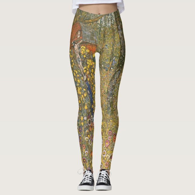 Farm Garden With Crucifix (by Gustav Klimt) Leggings (Front)