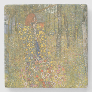 Farm Garden With Crucifix (by Gustav Klimt) Stone Coaster