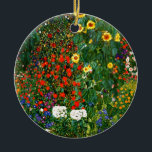 Farm Garden with Sunflowers by Gustav Klimt Ceramic Tree Decoration<br><div class="desc">Farm Garden with Sunflowers,  famous painting by Gustav Klimt</div>