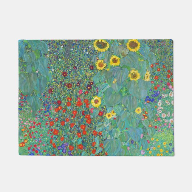 Farm Garden with Sunflowers by Gustav Klimt Doormat (Front)