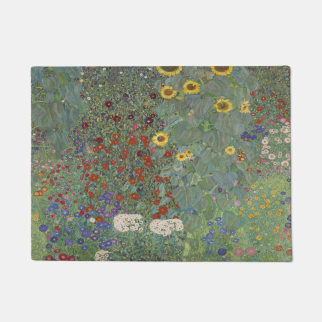 Farm Garden with Sunflowers by Gustav Klimt  Doormat (Front)