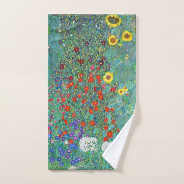 Farm Garden with Sunflowers by Gustav Klimt Hand Towel (Hand Towel)