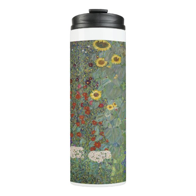 Farm Garden with Sunflowers by Gustav Klimt  Thermal Tumbler (Front)
