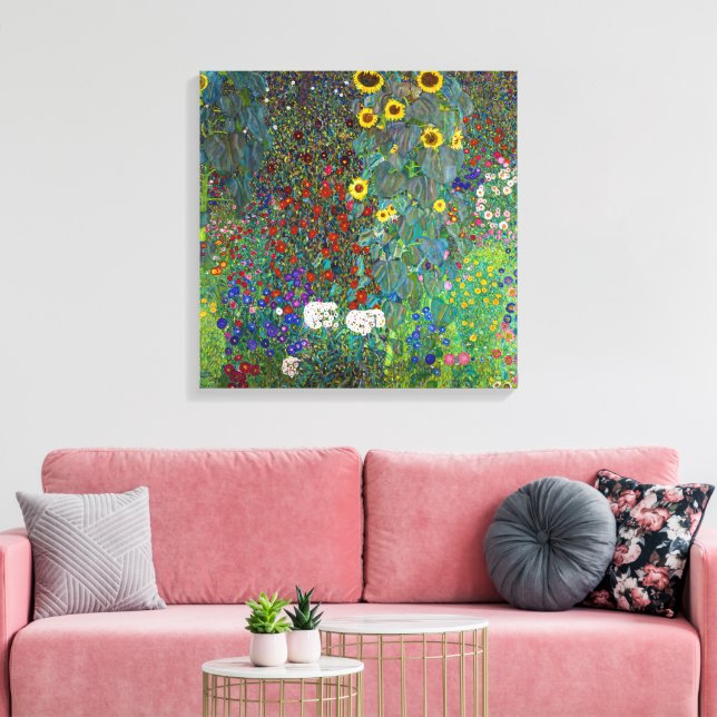 Farm Garden with Sunflowers | Gustav Klimt | Canvas Print (Insitu(LivingRoom))