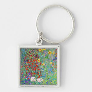 Farm Garden With Sunflowers Gustav Klimt Key Ring