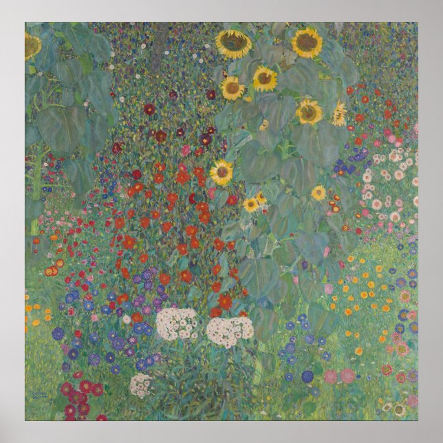 Farm Garden with Sunflowers - Gustav Klimt Poster (Front)