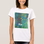 Farm Garden with Sunflowers, Gustav Klimt T-Shirt<br><div class="desc">Gustav Klimt (July 14, 1862 – February 6, 1918) was an Austrian symbolist painter and one of the most prominent members of the Vienna Secession movement. Klimt is noted for his paintings, murals, sketches, and other objets d'art. In addition to his figurative works, which include allegories and portraits, he painted...</div>