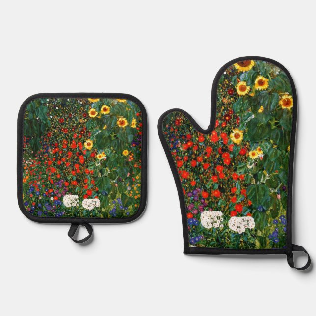 Farm Garden with Sunflowers Oven Mitt & Pot Holder Set (Front)
