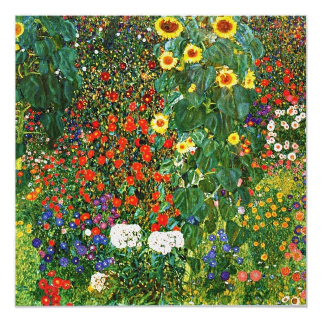 Farm Garden with Sunflowers, popular painting Poster (Front)
