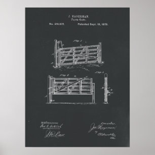 Farm Gate Patent Print on Chalkboard