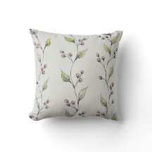 Farm Girl Artistry  Berry and Leaves Throw Pillow