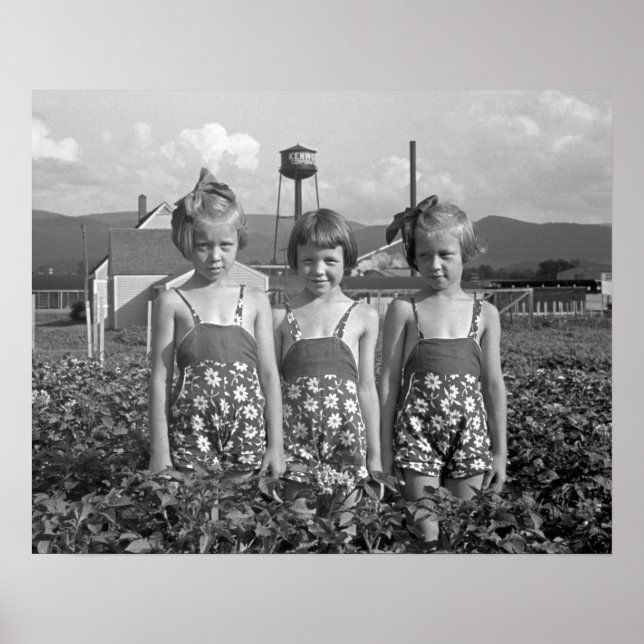 Farm Girls, 1939. Vintage Photo Poster (Front)