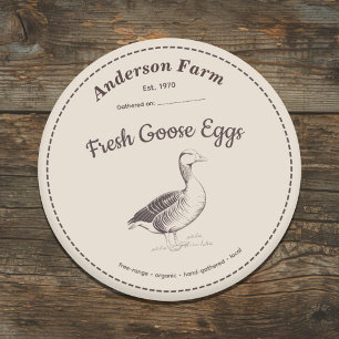 Farm Goose Eggs Label Brown Sticker
