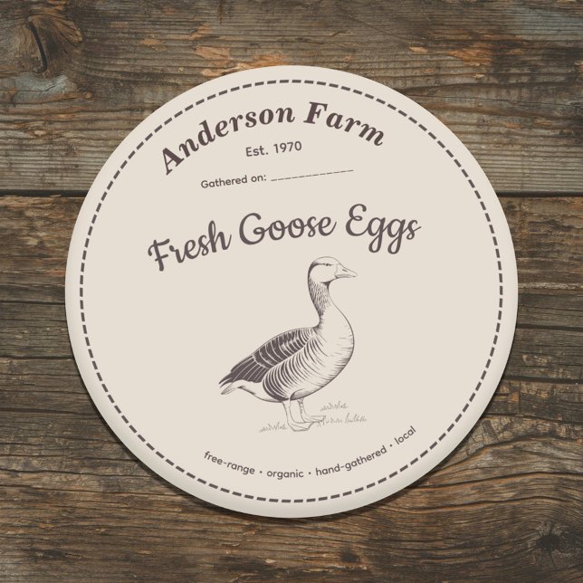 Farm Goose Eggs Label Brown Sticker (Farm Goose Eggs Label Brown Sticker)