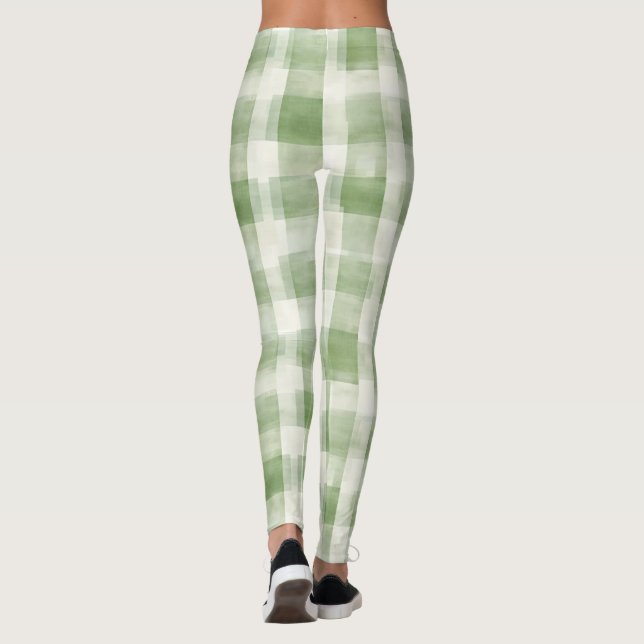 Farm Green Cream Plaid   Leggings (Back)