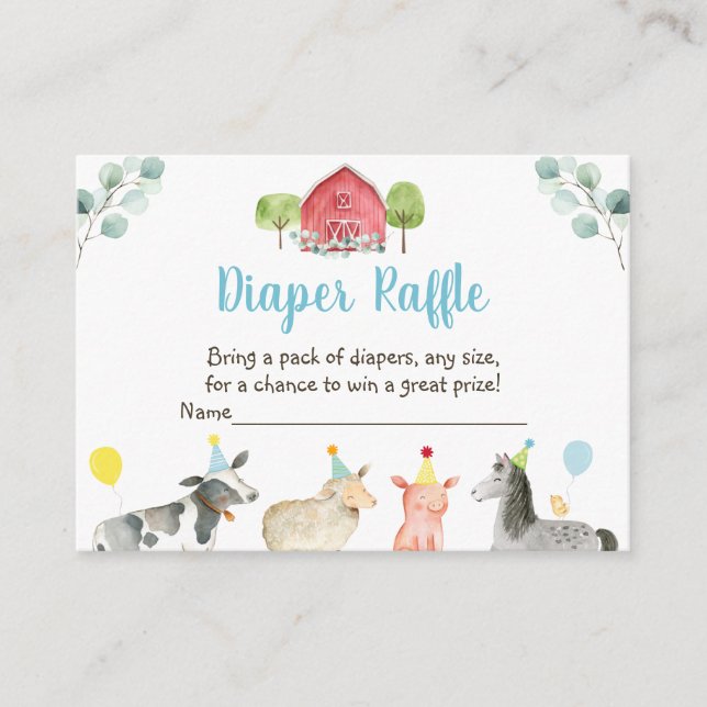 Farm Greenery Baby Shower Diaper Raffle Cards (Front)