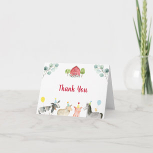 Farm Greenery Barnyard Birthday Thank You Card