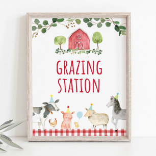 Farm Greenery Grazing Station Birthday Food Sign