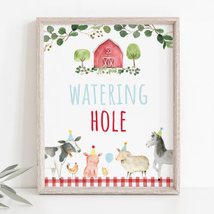 Farm Greenery Watering Hole Birthday Sign