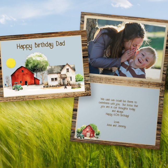 Farm Happy Birthday Folded Photo and Message Card (Creator Uploaded)