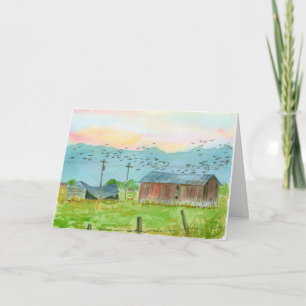 Farm Happy Birthday Red Barn Sunrise Card