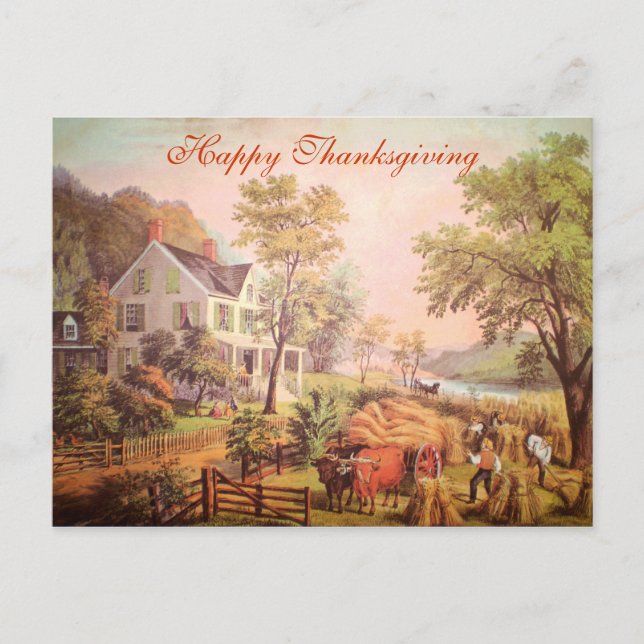 Farm Harvest Custom Business Thanksgiving Postcard (Front)
