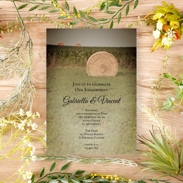 Farm Hay Bales Country Engagement Party Invitation (Creator Uploaded)