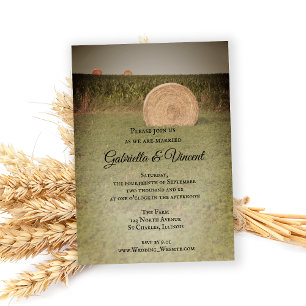 Farm Hay Bales Country Wedding Invitation