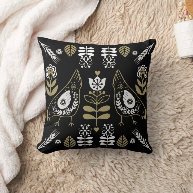 Farm Hen Folk Art Print Cushion (Blanket)