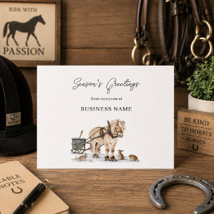 Farm Horse Business Logo Christmas Holiday Postcard