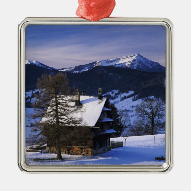 Farm house and Mount Rigi and Pilatus, Metal Tree Decoration (Front)