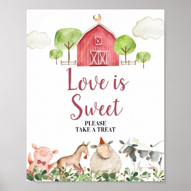 Farm House Animals Barnyard Love is Sweet Poster (Front)
