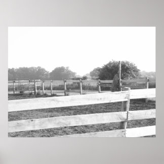 Farm House Corral/Black & White Photography Poster