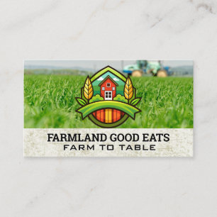 Farm House Logo Grass Tractor Business Card