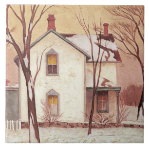 Farm House Painting by Canadian Artist A J Casson Tile
