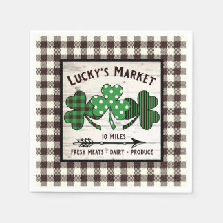FARM HOUSE ST PATRICK'S DAY SHAMROCK DECOUPAGE ART NAPKIN