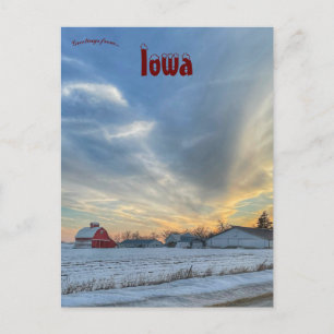 Farm in Winter in Johnson County Iowa Postcard