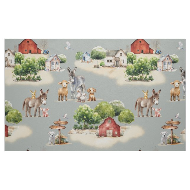Farm Land Large Image Pattern Fabric (Fat Quarter)