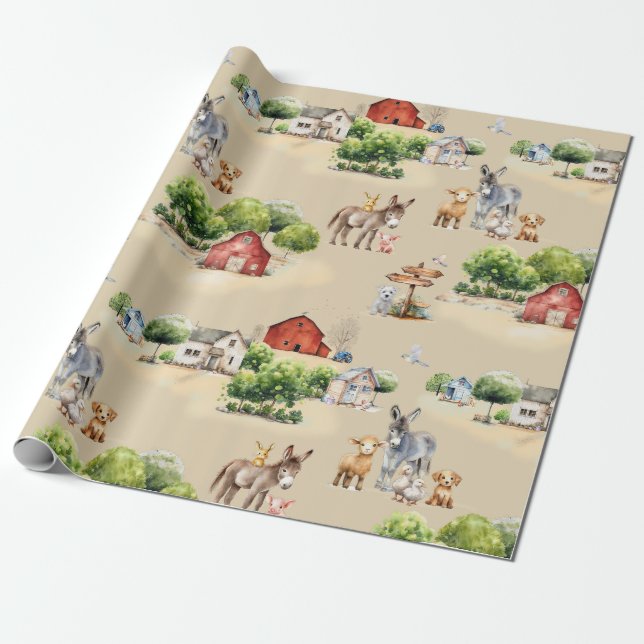 Farm Land Seamless Pattern Craft and Wrapping Paper (Unrolled)