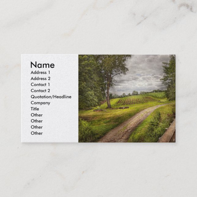 Farm - Landscape - Jersey crops Business Card (Front)