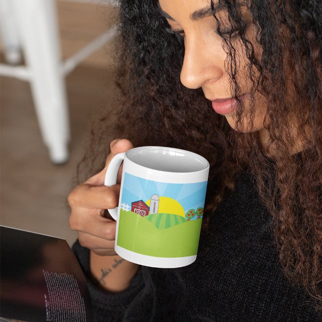 Farm Landscape Red Barn Silo Apple Trees Coffee Mug (Creator Uploaded)