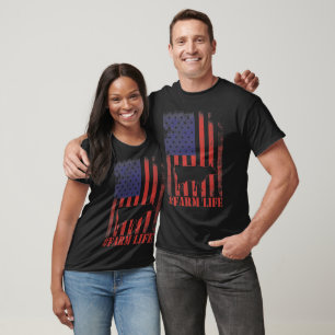 Farm Life American Flag & Cow T-Shirt