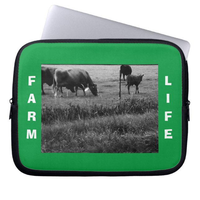 Farm Life, Cow Family Laptop Sleeve (Front)